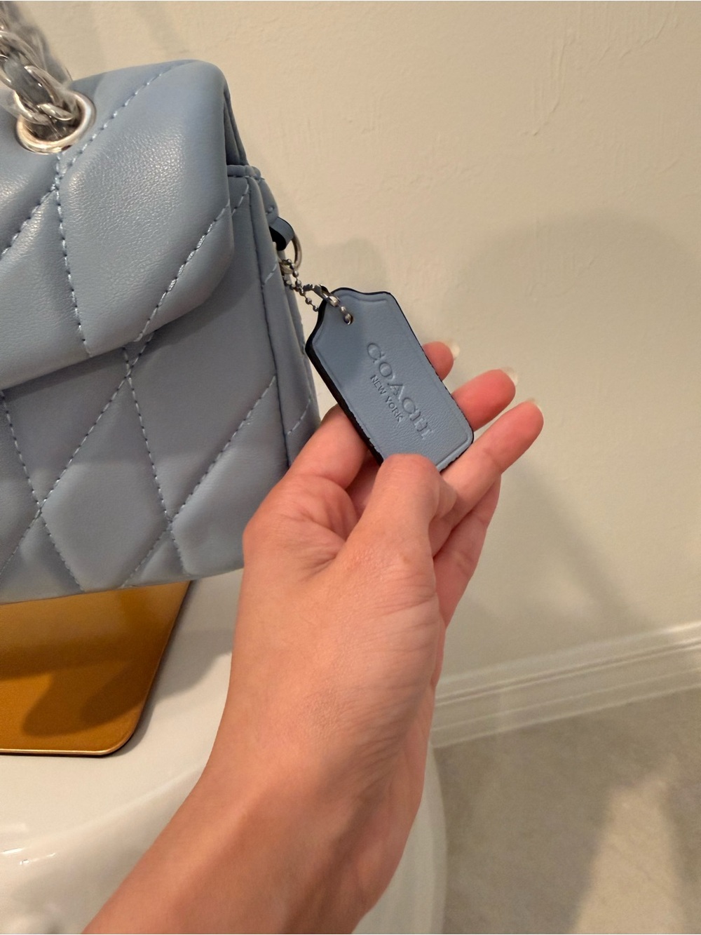 Coach Tabby Quilted Shoulder Bag in Light Blue - Picture 3 of 5